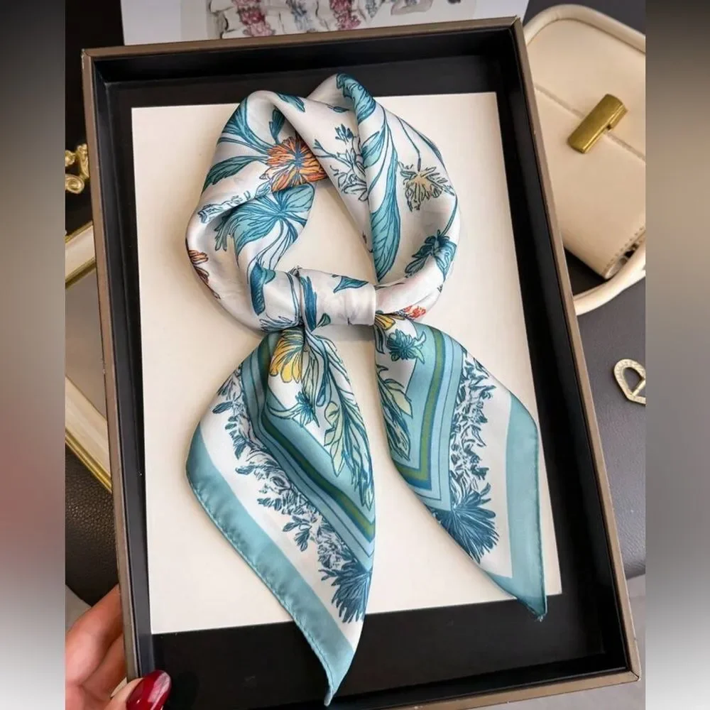 Floral Scarf Blue and White S16